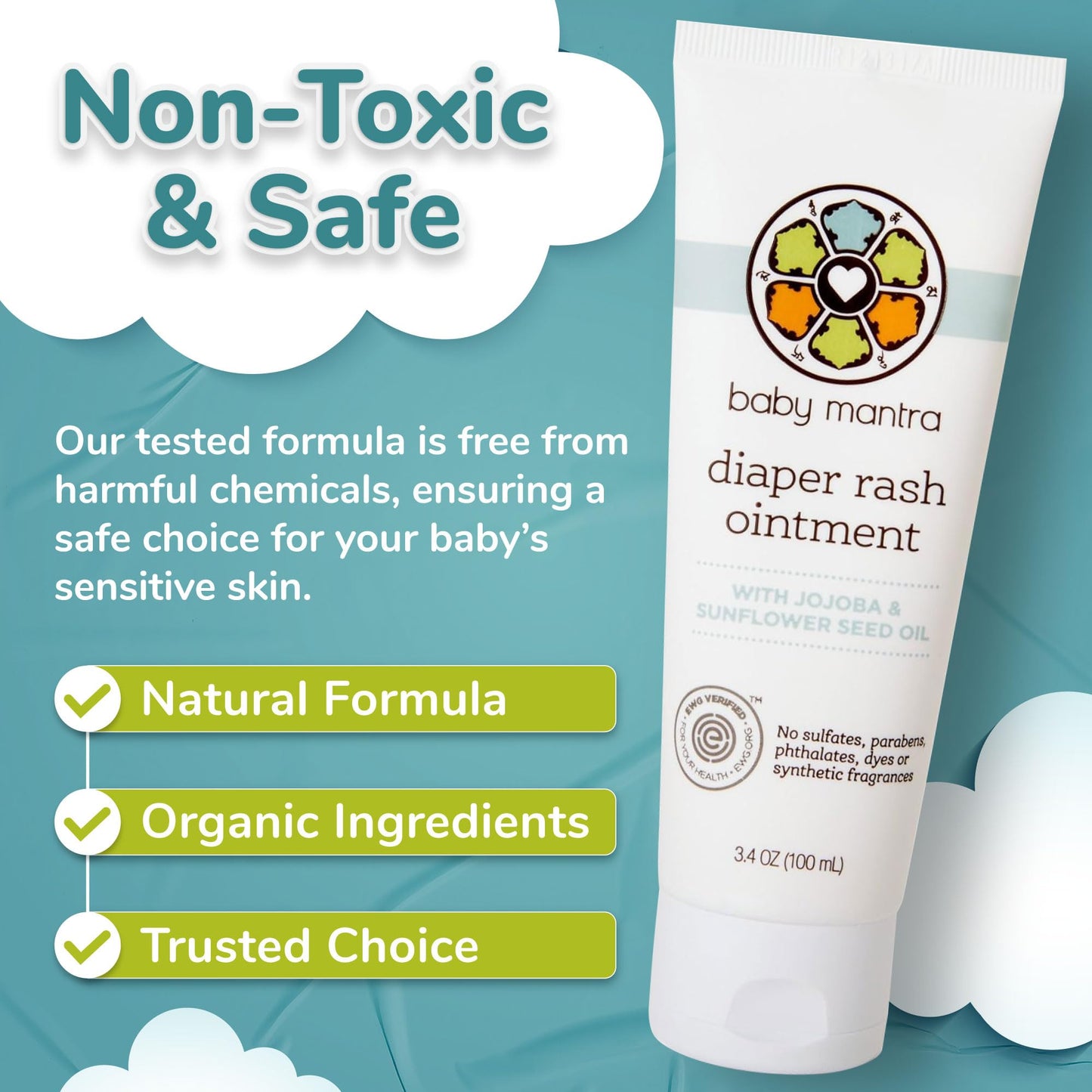 Baby Mantra Diaper Rash Cream For Baby - Soothing Relief - Diaper Cream Made With Natural, Hypoallergenic Ingredients - Best Zin