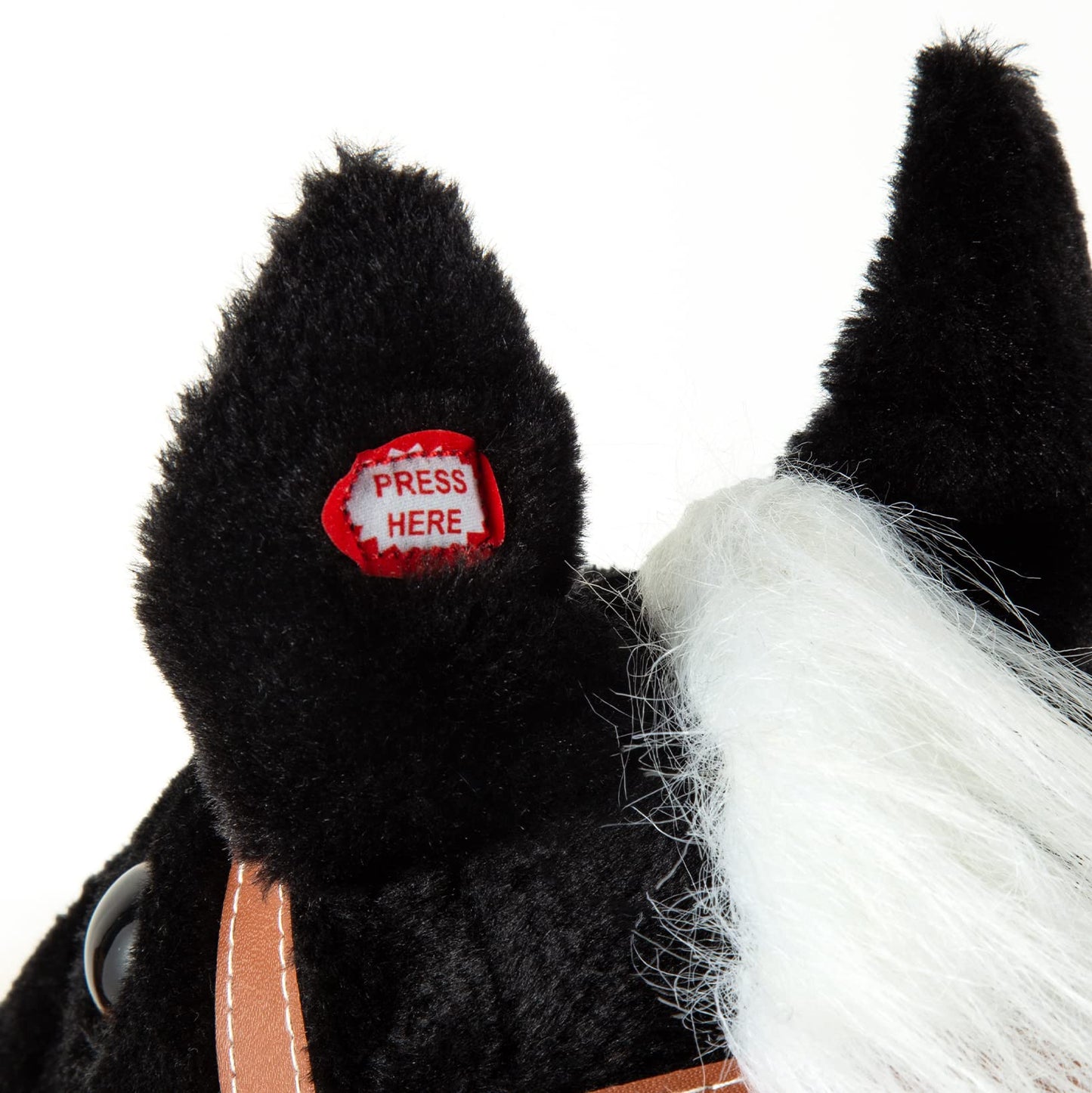 MUOVE 36 Plush Horse Riding Stick , Handsewn Head, Sturdy Wood Stick, Plus Neighing & Clip-Clop Sounds
