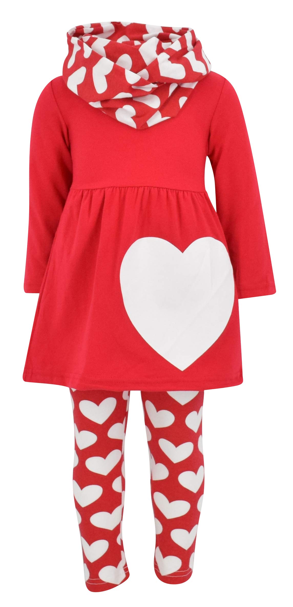 Unique Baby Girls Valentine'S Day Double Hearts Legging Set (9/Xxxl, Red)