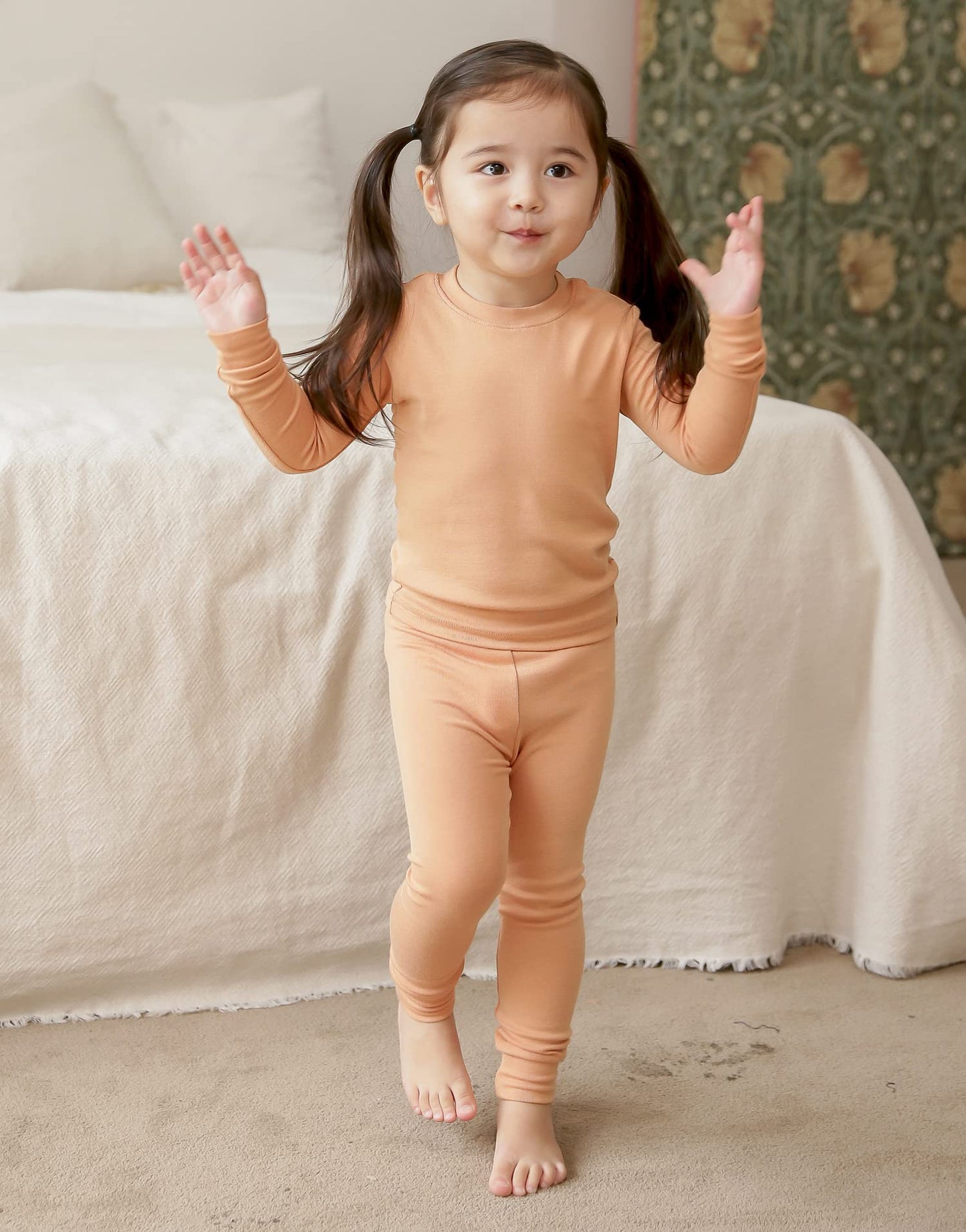 Vaenait Kids Toddler Long Sleeve Sleepwear Pajamas 2Pcs Set Modal Milkorange Xxs