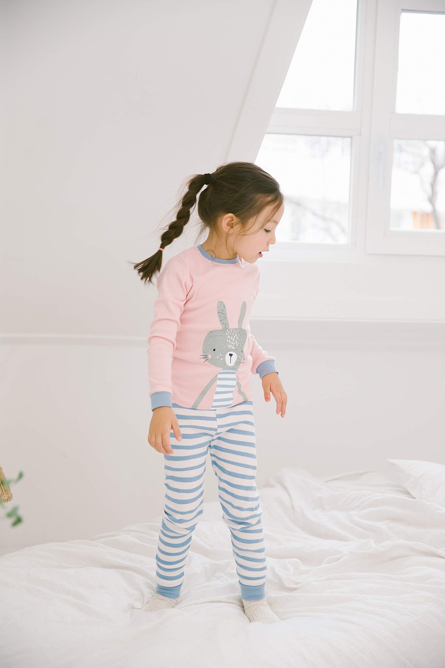 Vaenait Baby Kids Girls Boys Cotton Sleepwear Pajama 2Pcs Set Pink Bunny 12-18M/Xs
