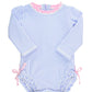 Rufflebutts Baby/Toddler Girls Long Sleeve One Piece Swimsuit - Blue Seersucker With Upf 50+ Sun Protection - 12-18M