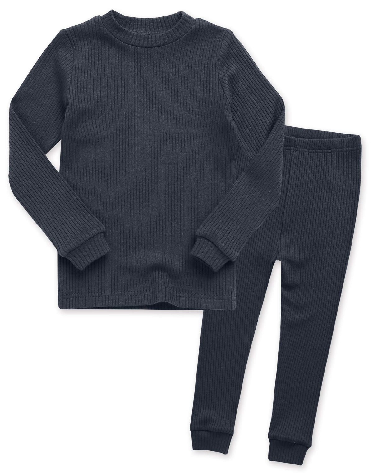 VAENAIT BABY Kids Girls Long Sleeve Modal Sleepwear Pajamas 2pcs Set Rib Knit Chacoal XL