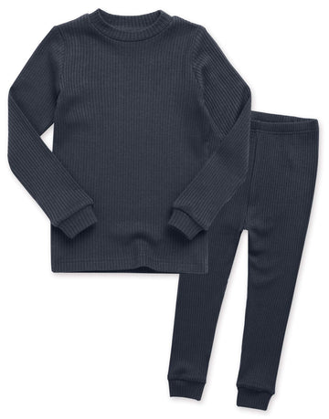 VAENAIT BABY Kids Girls Long Sleeve Modal Sleepwear Pajamas 2pcs Set Rib Knit Chacoal XL
