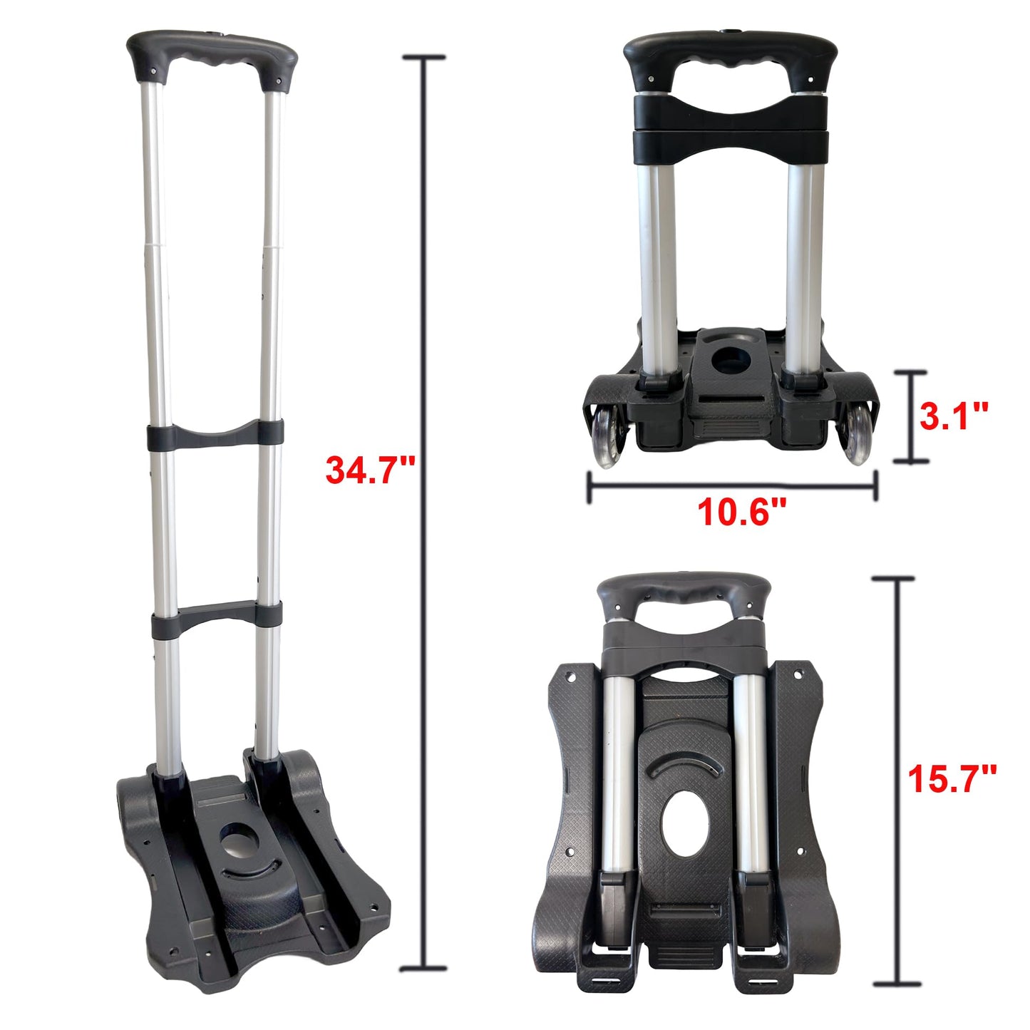 Car Seat Travel Cart - Dolly Roller Cart Wheels Airport Travel Folding Carrier Strap Backpack Trolley Airplane Foldable Luggage