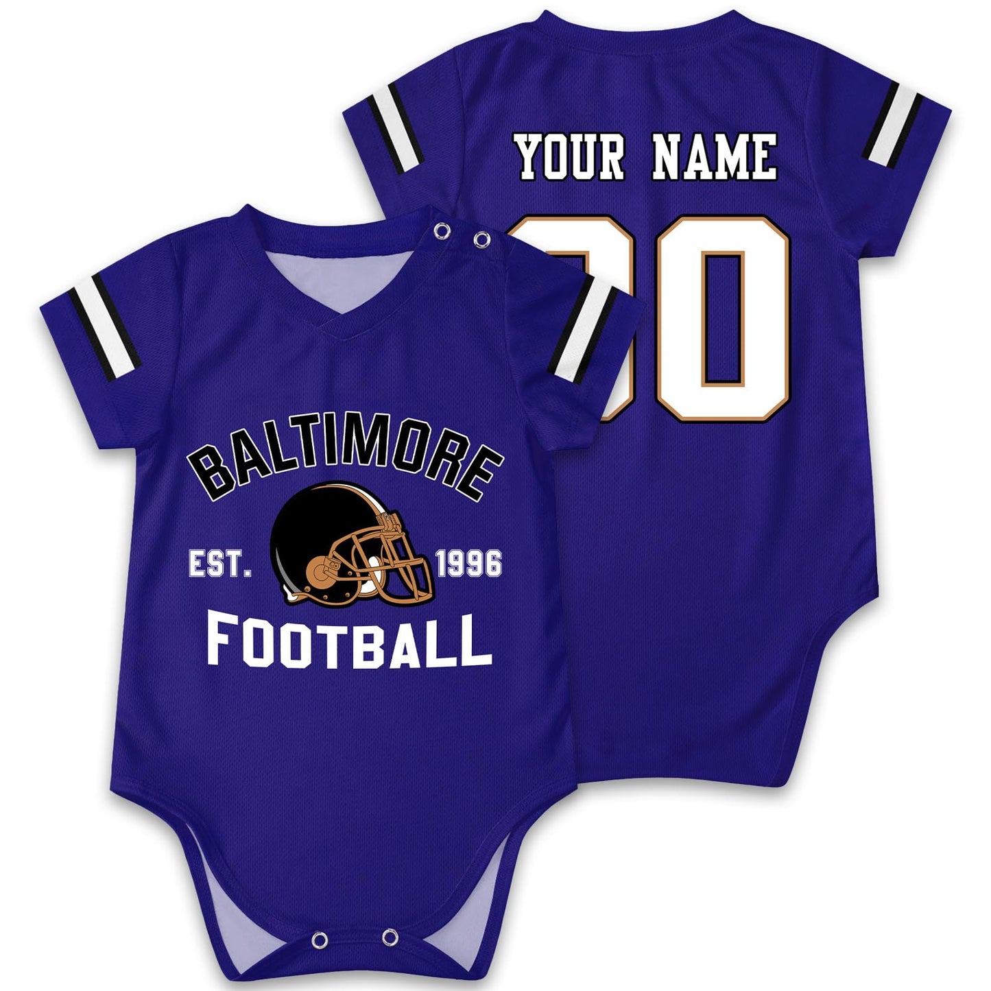OAOANS Baltimore Baby Clothes Custom Name Number Personalized Football Baby Jersey Clothing Newborn Toddler Apparel 0-24 Months 