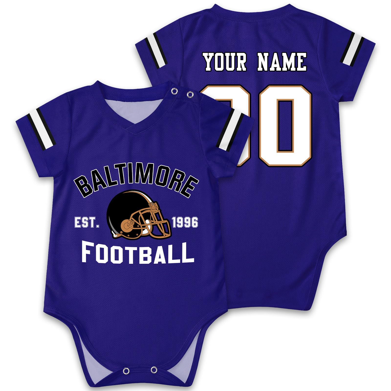 OAOANS Baltimore Baby Clothes Custom Name Number Personalized Football Baby Jersey Clothing Newborn Toddler Apparel 0-24 Months 