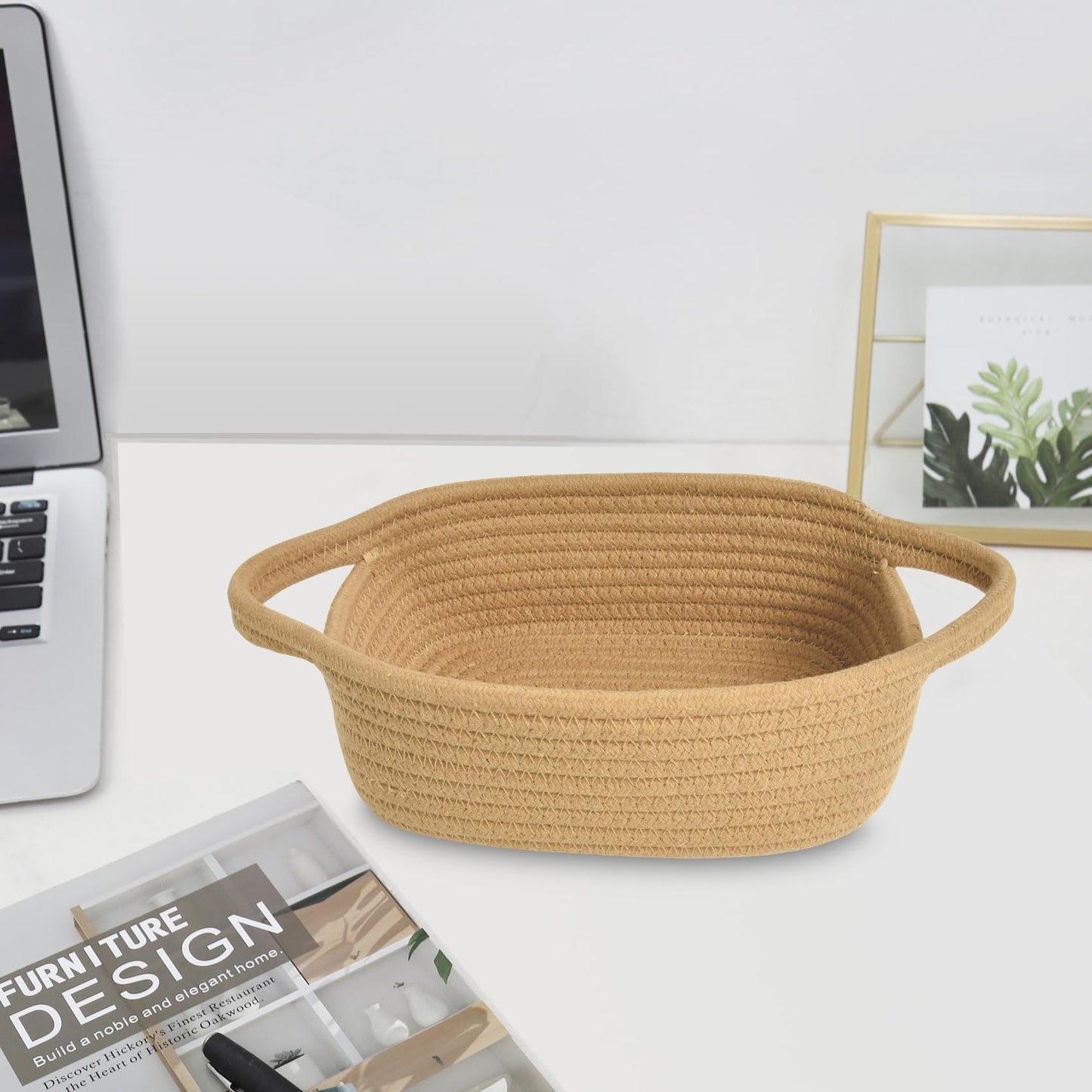 Abenkle Small Storage Basket, Mini Cotton Baby Basket, Cute Tiny Cotton Rope Woven Basket, Shelf Basket, Boho Decorative Toy Dog