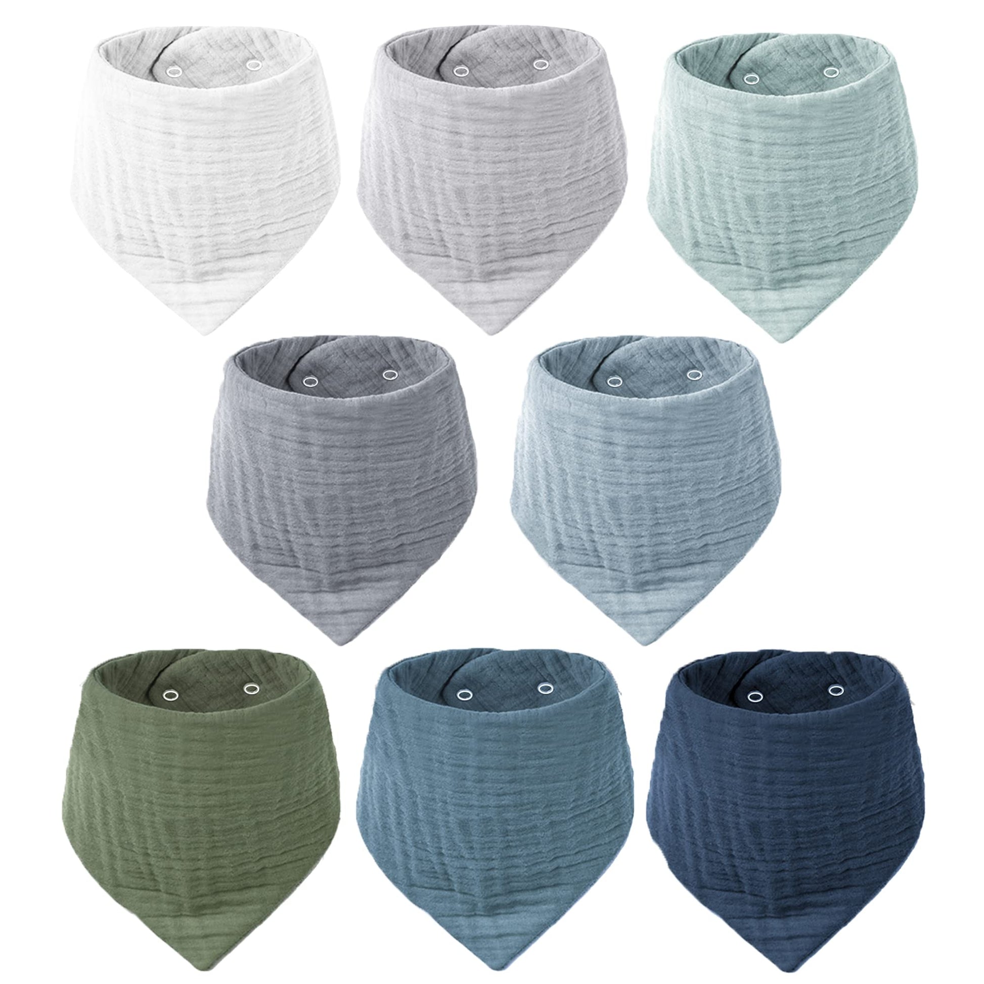 Konssy Muslin Baby Bibs 8 Pack Baby Bandana Drool Bibs 100% Cotton For Unisex Baby, 8 Solid Colors Set For Teething And Drooling