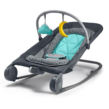 Summer Infant 2-in-1 Bouncer & Rocker Duo (Gray and Teal) Convenient and Portable Rocker and Bouncer for Babies Includes Soft To