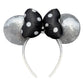 ODOCARE Handmade Mouse Ears Headband for Women and Girls, Polka Dot Bow Mouse Ears Costume Accessories(Shiny Silver)