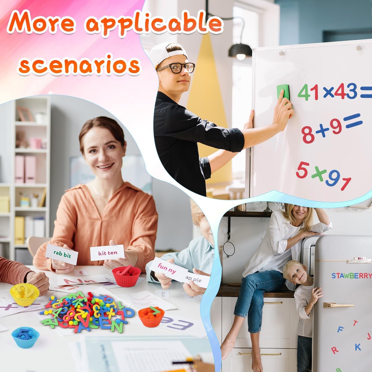 286Pcs Letters and Numbers Sensory Bin Filler Fine Motor Toys Counting Sorting 200 Felt Pompoms 76 Magnetic Letters Numbers 4 Tw
