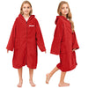 Hiturbo Kids Bath Towel Hoodie: Soft Plush Zipper Surf Poncho - Warm Fleece Changing Towels Swimming Outerwear (Red)