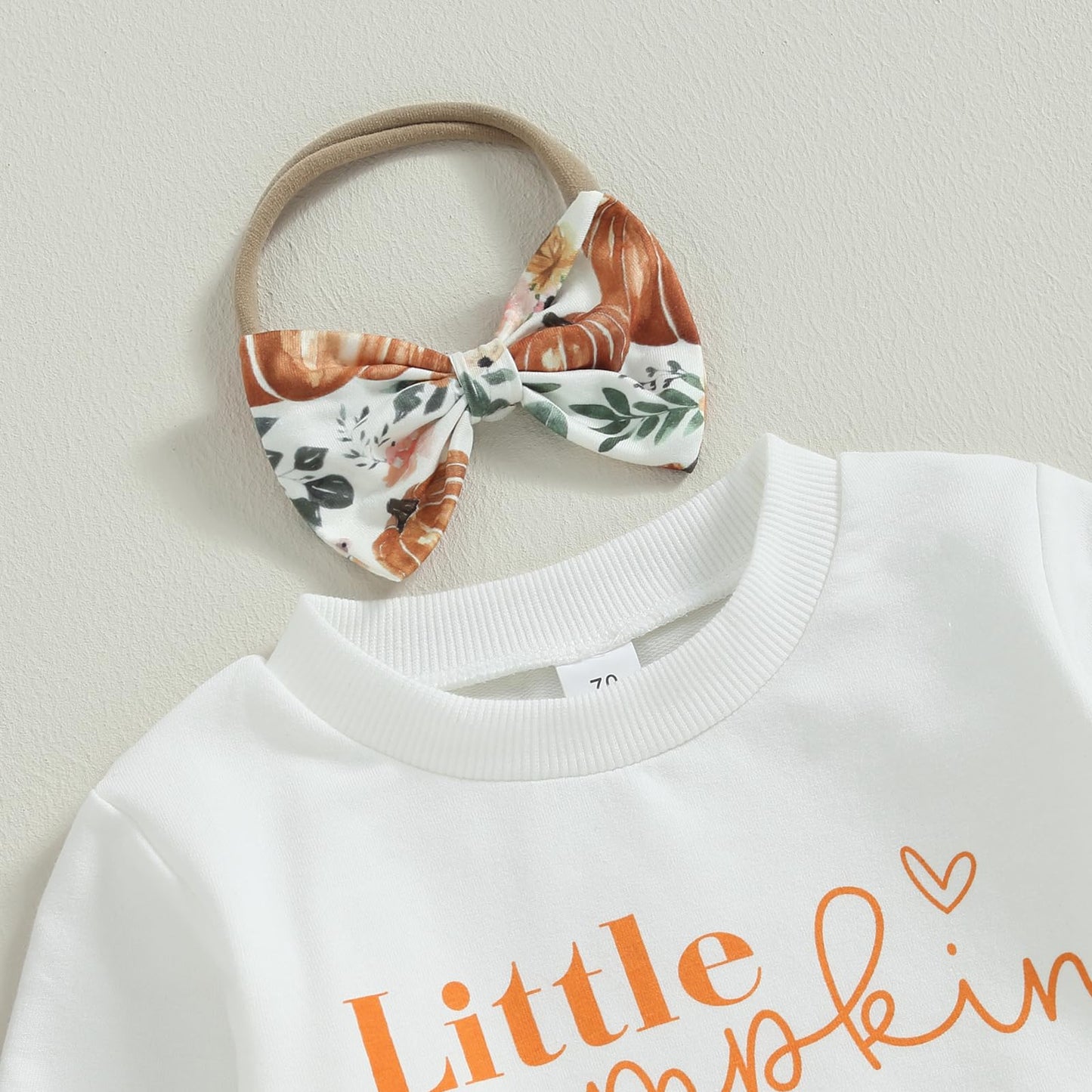 Toddler Baby Girl Boy Halloween Clothes Pumpkin Shirt Ghost Sweatshirt Pants Fall Outfit Baby Halloween Costumes (White Little P
