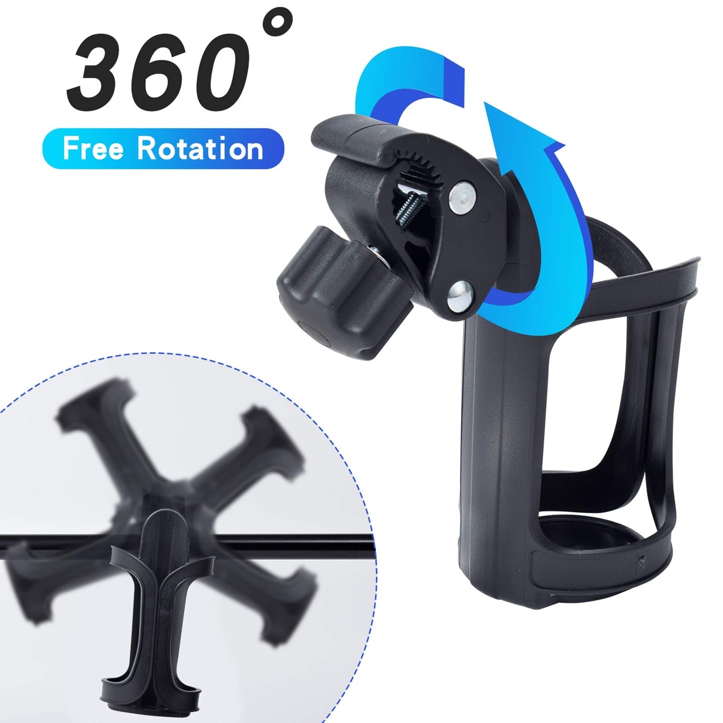 Eucredy Universal Stroller Cup Holder, Upgrade Bike Cup Holder, Adjustable Large Caliber Bike Water Bottle Holder, Drink Holder