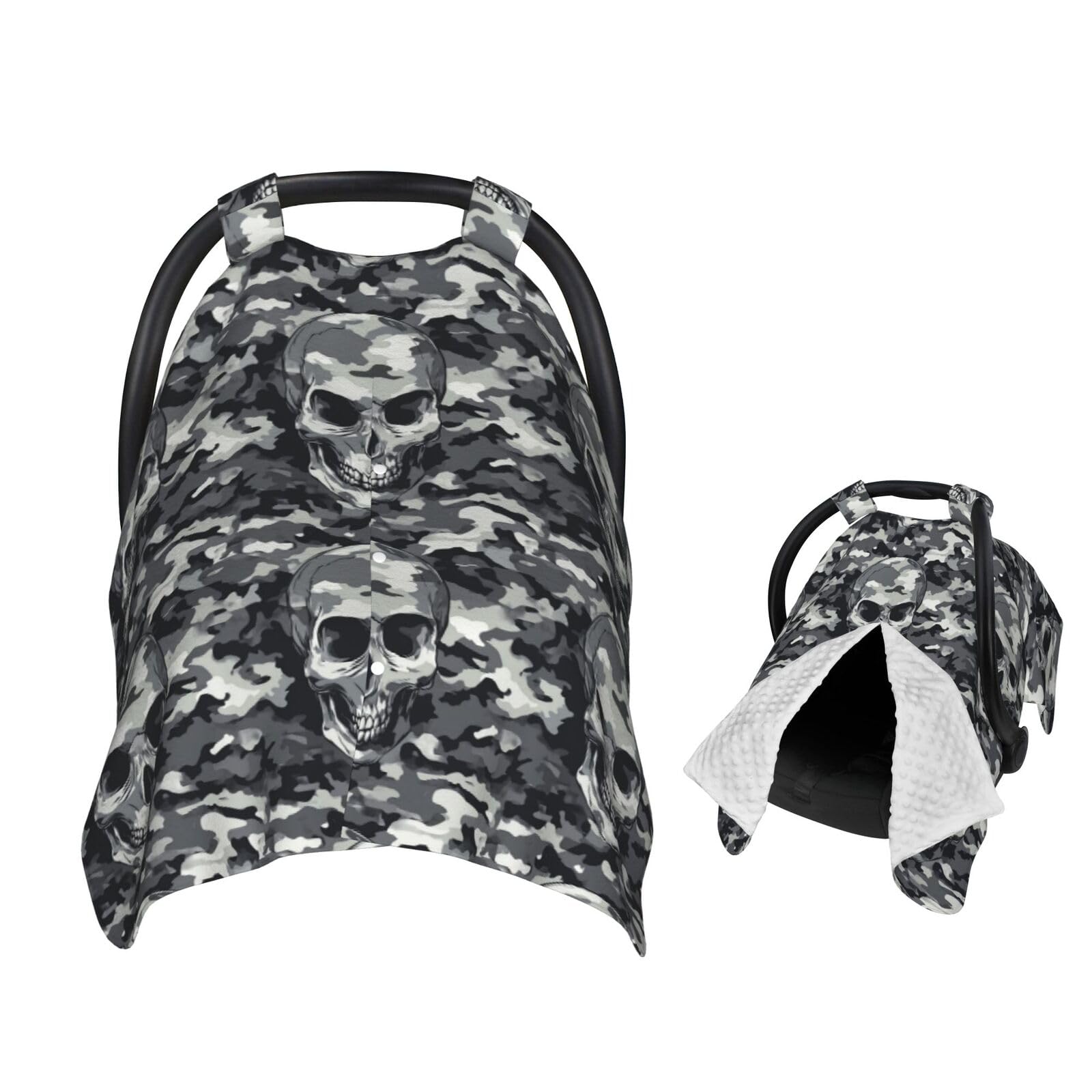 Muishi Grey Skull and Camouflage Baby Car Seat Canopy Nursing Cover for Newborn Car Seat Breastfeeding Covers Blanket Newborn Sh