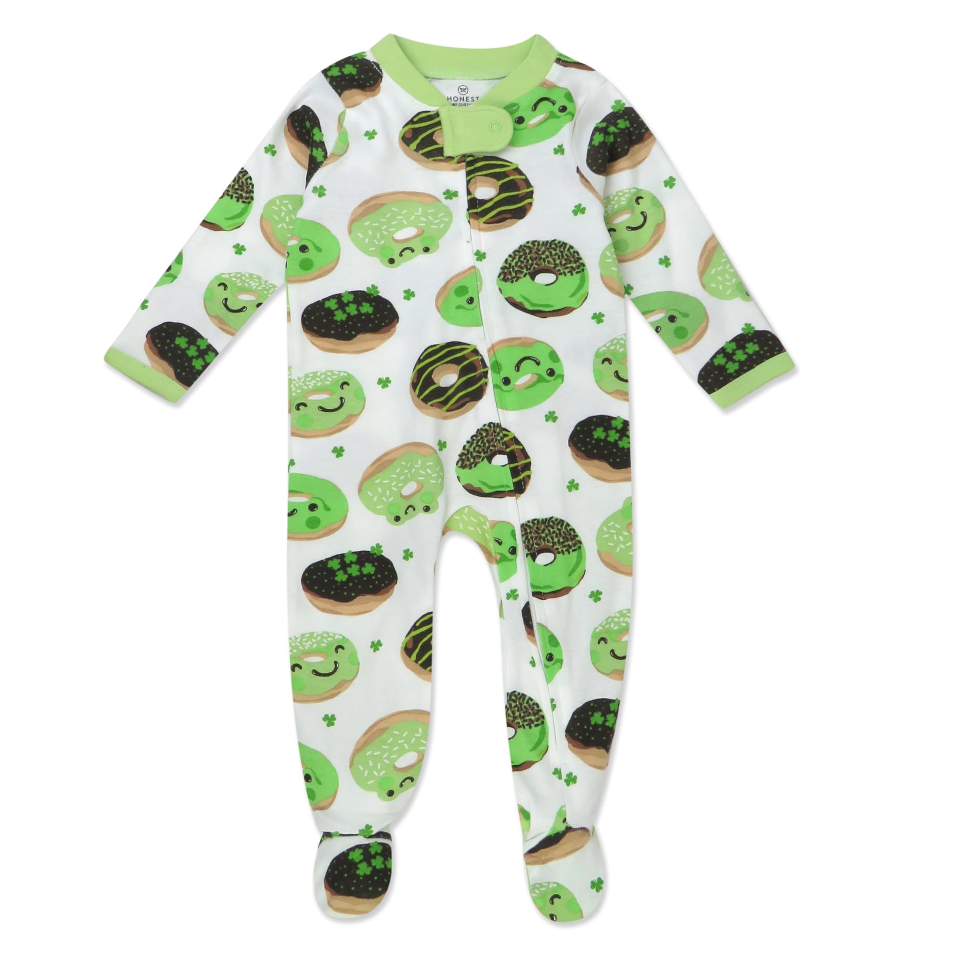 Honestbaby Baby Celebration Sleep & Play Footed One-Piece Pajama Sleeper 100% Organic Cotton, Shamrock Sprinkles