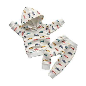Toddler Infant Baby Boy Clothes Car Long Sleeve Hoodie Tops Sweatsuit Pants Outfit Set (4-5T)