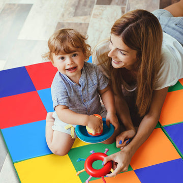 Costzon Toddler Foam Play Mat, Foldable Baby Crawling Mats 58-Inch Square Soft Non Skid Colorful Daycare Floor Mat, Thicken Wate