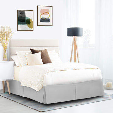 Nestl Silver Bed Skirt Queen Size - Queen Bed Skirt 14 Inch Drop - Brushed Microfiber Bed Skirts - Hotel Quality Pleated Bed Ski