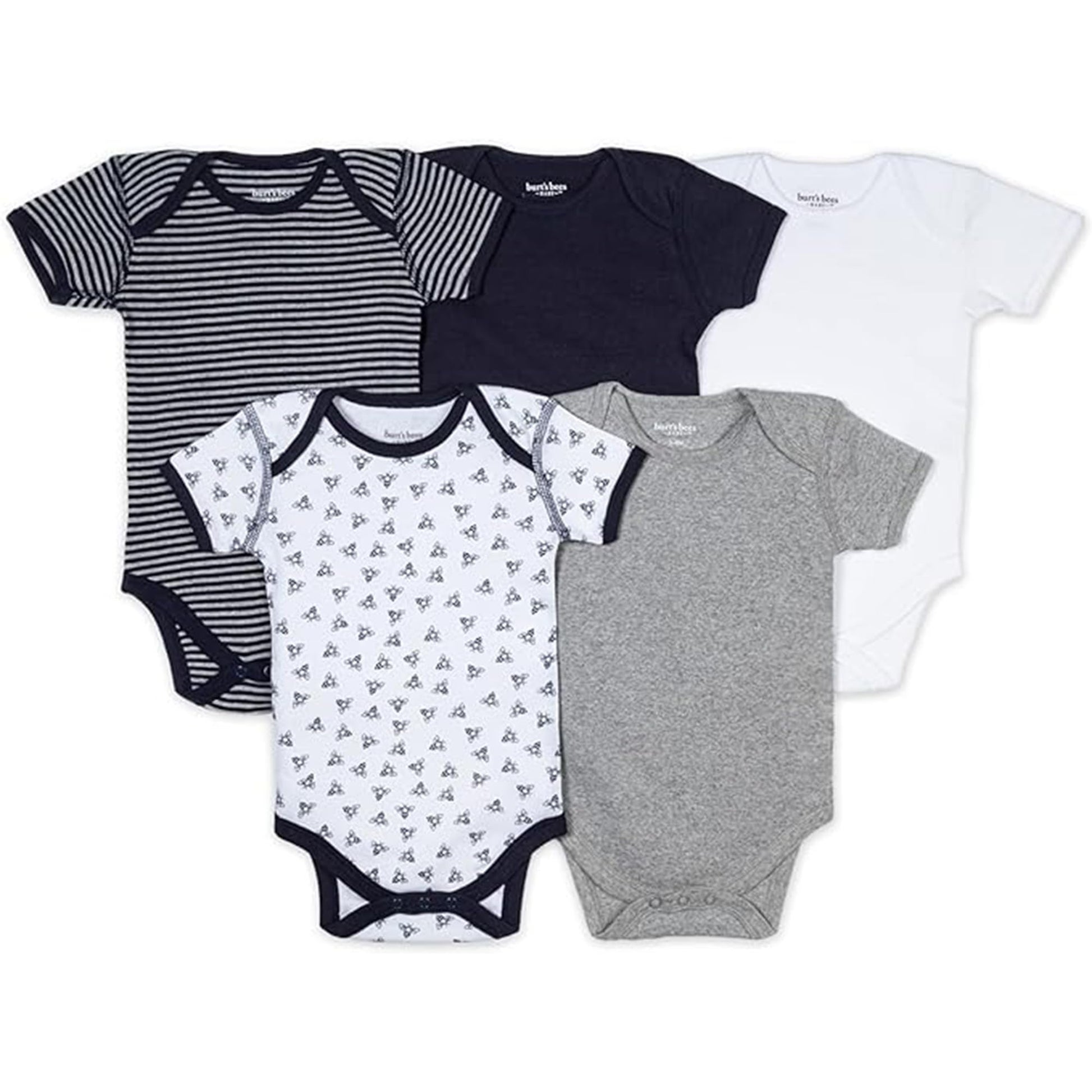 Burt'S Bees Baby Unisex Baby 14 Organic Cotton Short And Long Sleeve, Size Preemie, Newborn To 12 Months-Pack Of 7, Blueberry Pr