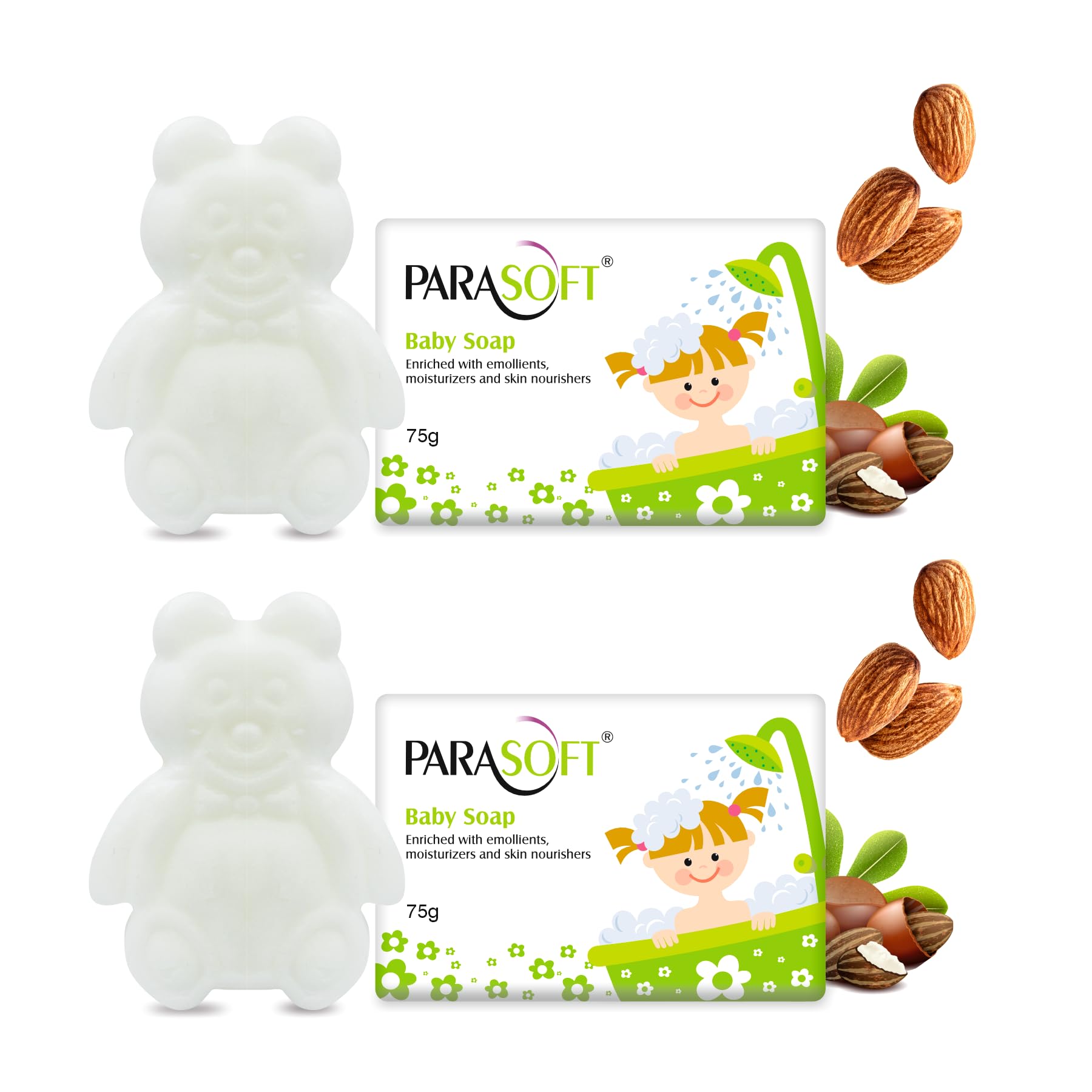 Parasoft Baby Soap 75 G (Pack Of 2)  Gentle Moisturizing Baby Bath Soap With Emollients & Skin Nourishers | Mild Cleansing Soap