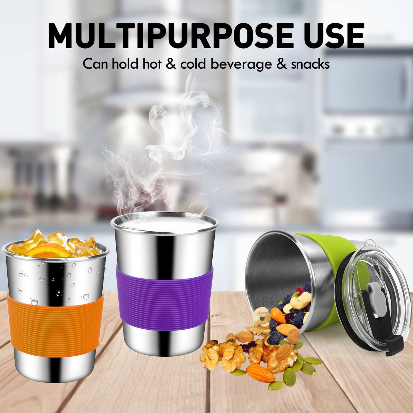 Shineme 8Oz Toddler Cups With Straws, 5Pack Kids Cups With Straws And Lids Spill Proof, Unbreakable Stainless Steel Metal Drinki