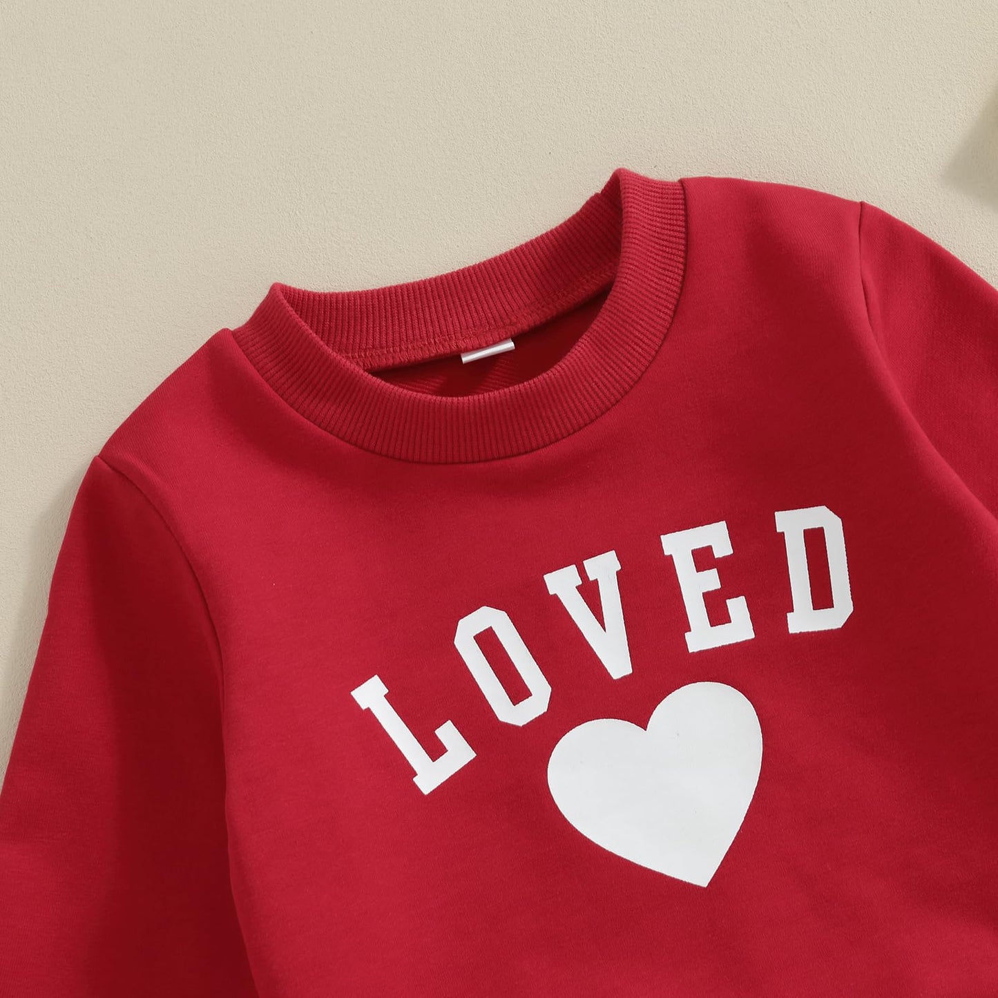 Adobabirl Toddler Baby Boy Valentines Day Outfit Loved Heart Print Crewneck Sweatshirt And Pants Set Fall Winter Clothes (Loved