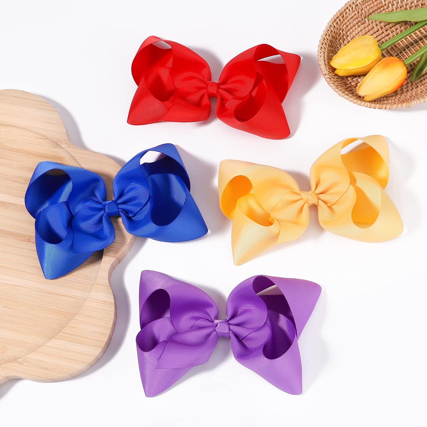 Choicbaby 36Pcs 6 Inch Hair Bows For Girls Large Hair Bows With Alligator Clips Toddler Hair Accessories For Baby Girls Kids Tee