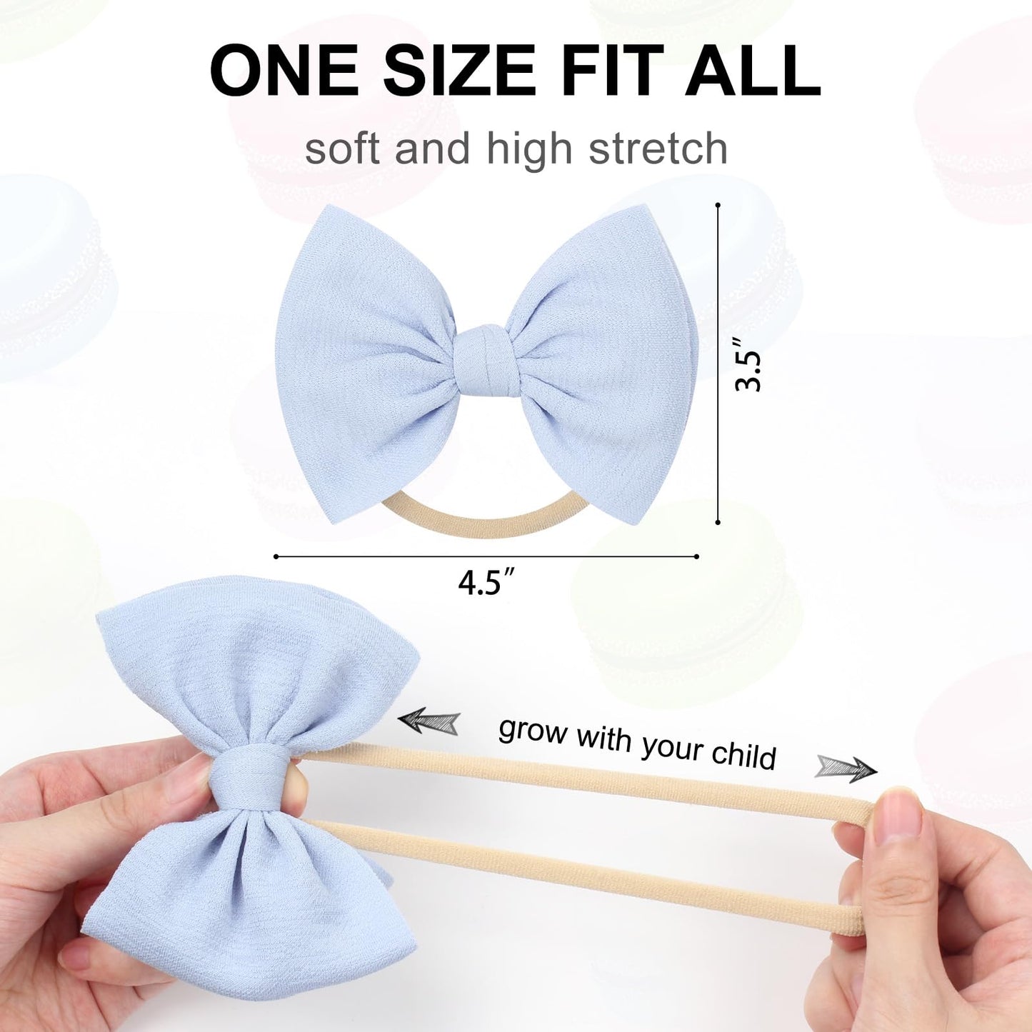 Yanjie Baby Girls Nylon Headbands Newborn Bows Handmade Hair Bows Hairbands Hair Accessories For Newborn Infant Toddlers Kids (B