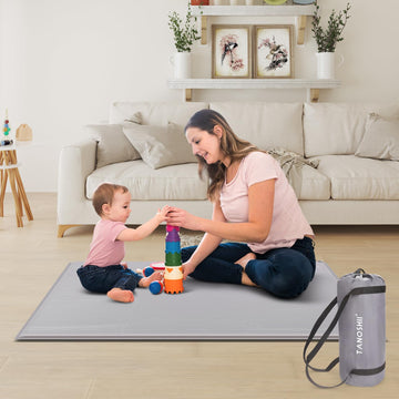 47x47 Self-Inflating Play Mat for Playpen - 1.2 Inch Thick, Waterproof, Portable for Babies and Toddlers - Roll Up With Travel B