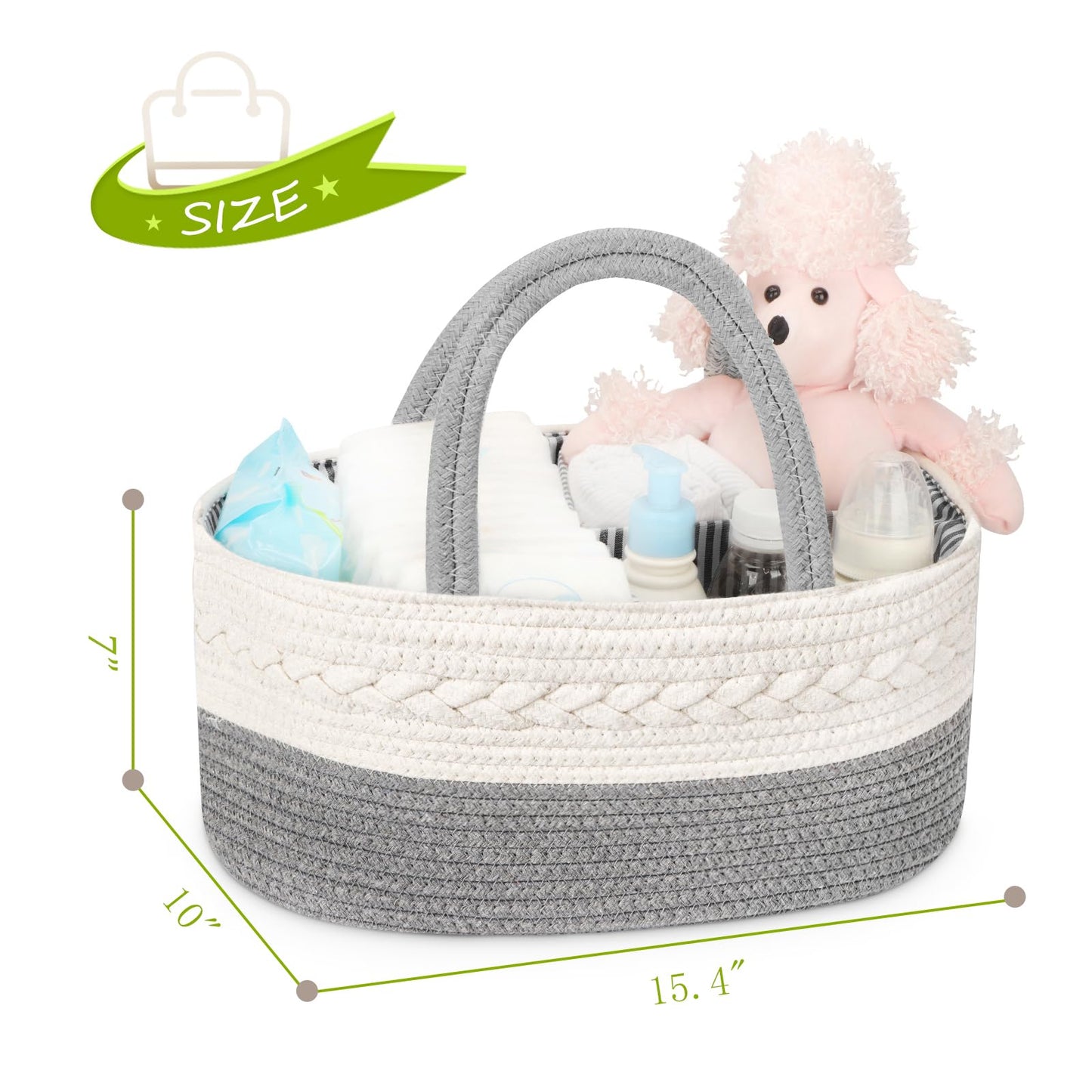 Maliton Diaper Caddy Organizer For Baby Boy- Cotton Rope Diaper Caddy, Diaper Organizer For Changing Table, Nursery Storage Cadd