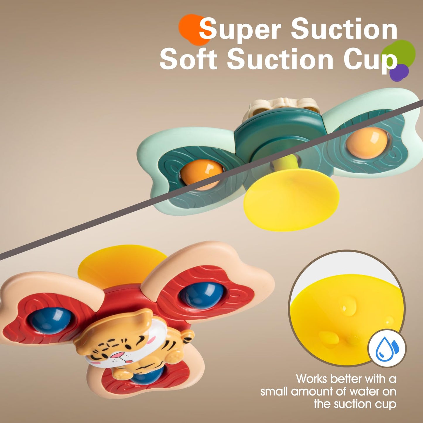 Tohibee 3Pcs Animal Suction Cup Spinner Toys For 1 2 Year Old Boys Spinning Toys Baby Toys 12-18 Months Sensory Toys For Toddler