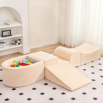 Tiita Foam Climbing Blocks With Small Ball Pit Playground For Baby, Climb And Crawl Playset 5-Piece - Indoor Soft Play Climber F