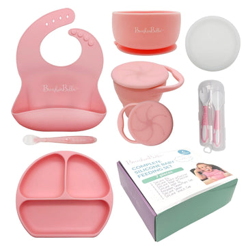 Brushinbella Baby Feeding Supplies - Complete Baby Feeding Set With Baby Plate, Baby Spoons First Stage, Silicone Bib And Snack