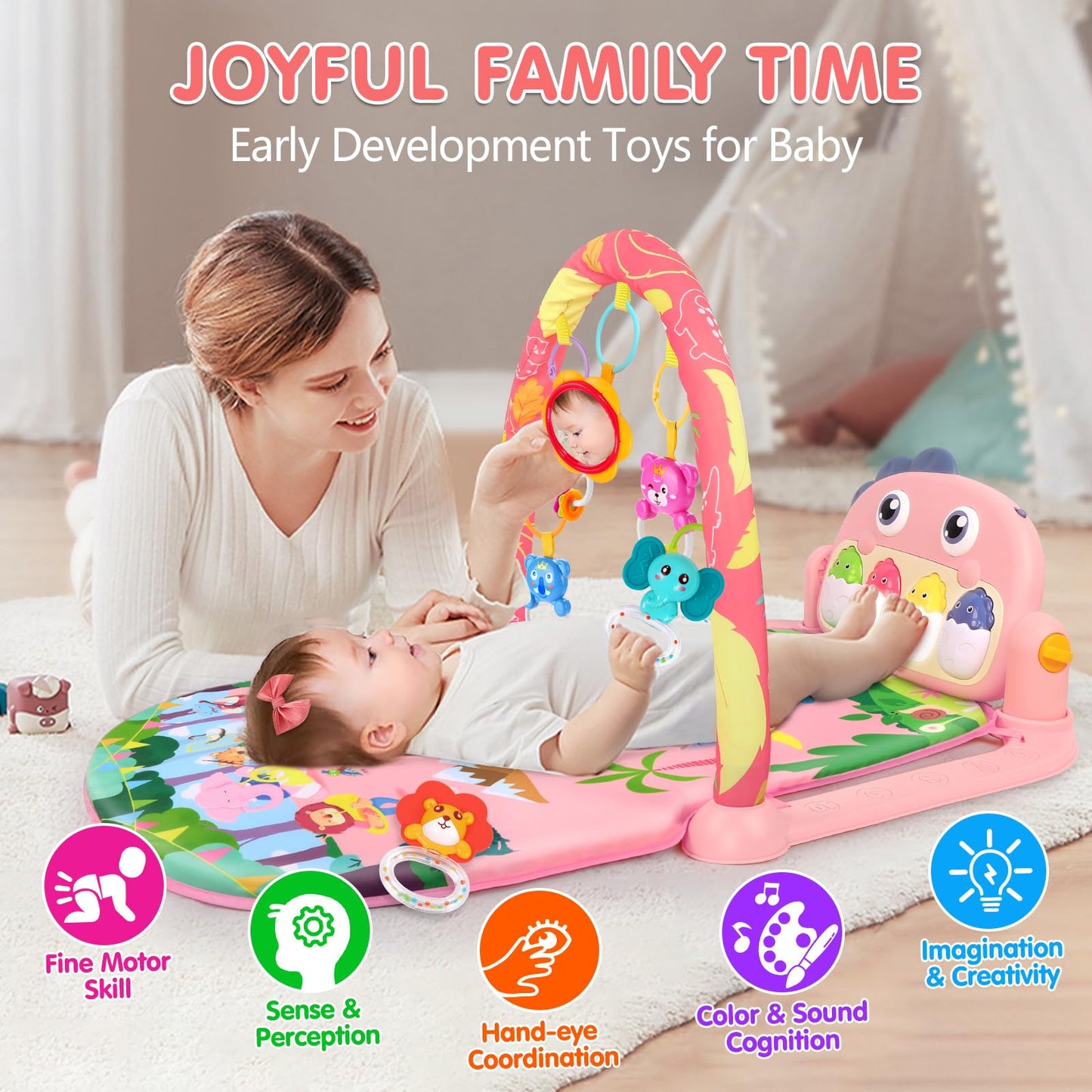 Baby Play Mat Baby Toys Tummy Time Mat Toys Baby Activity Center For Newborn Infant Toys Piano Baby Play Gym Mat Music & Light B