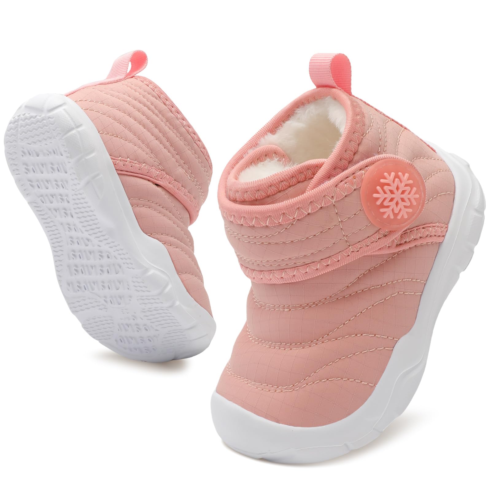 BARERUN Baby Boys Girls Winter Warm Shoes Cozy Fleece Snow Boots Toddler Non-Slip Walking Shoes Infant Outdoor Water Resistance 