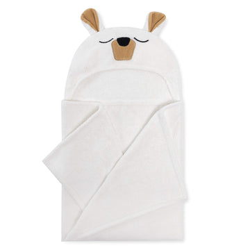 Natemia Premium Ultra Soft Baby Hooded Towel - White Bear Animal Design - Newborn To Toddler - Made In Turkey
