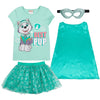 Paw Patrol Everest Little Girls Cosplay Costume T-Shirt Mesh Skirt Tulle Cape And Mask 4 Turquoise 6-6X