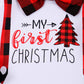 Bilison Infant Baby Boy Christmas Outfit My First Christmas Gentleman Romper Red Plaid Pants With Hat Clothes Sets
