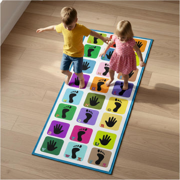 Fundio Indoor Alphabet Hopscotch Game Set, NonWoven Material, 108x40 cm, Multicolor Hand and Foot Print Design, Educational Lea