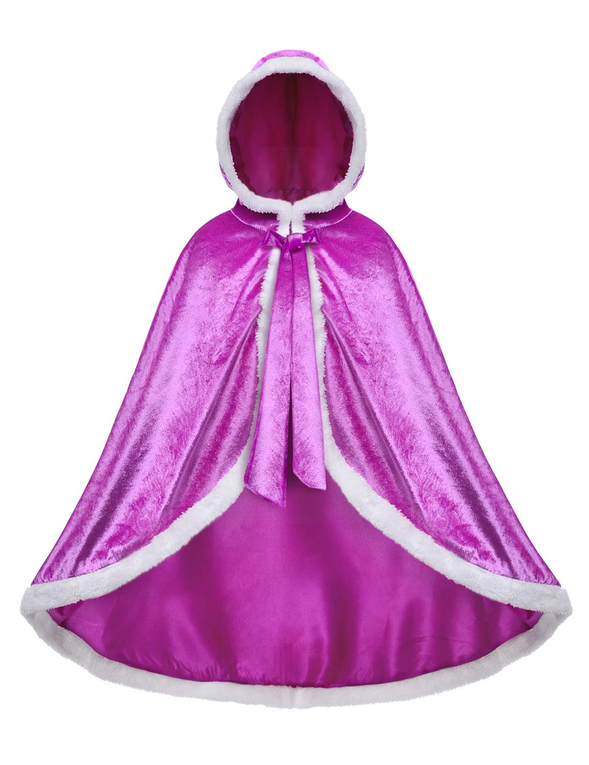 Fur Princess Costume Cape Fur Hooded Cloaks For Little Girls Dress Up Purple 4-5 Years(120Cm)