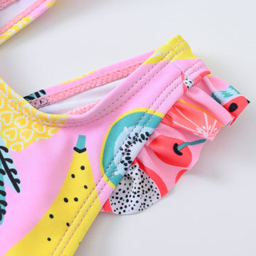 Kavkas Baby Girl Swimsuit Cute One Piece Bathing Suit With Sun Protection Ruffles Swimwear, 12 Months