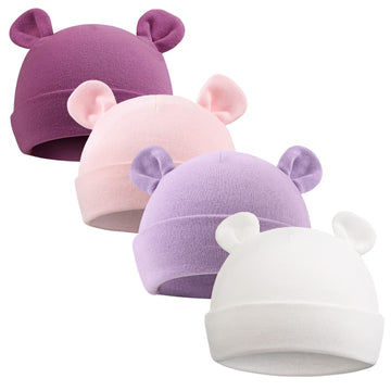 Pesaat Newborn Hospital Hat 0-12Months Preemie Boys Girls Beanie Solid Infant Baby Hats Autumn Winter (4Pack-B, 0-6 Months)