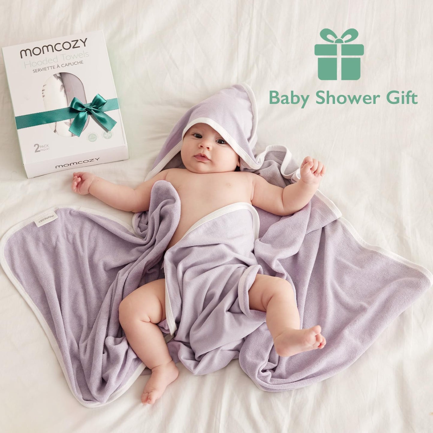 Momcozy Hooded Baby Towel, 2 Pack And Cotton Bath Towel With Hooded, Large 35 X 35 Inch, Baby Towel Set For Boy Or Girl,Infant A