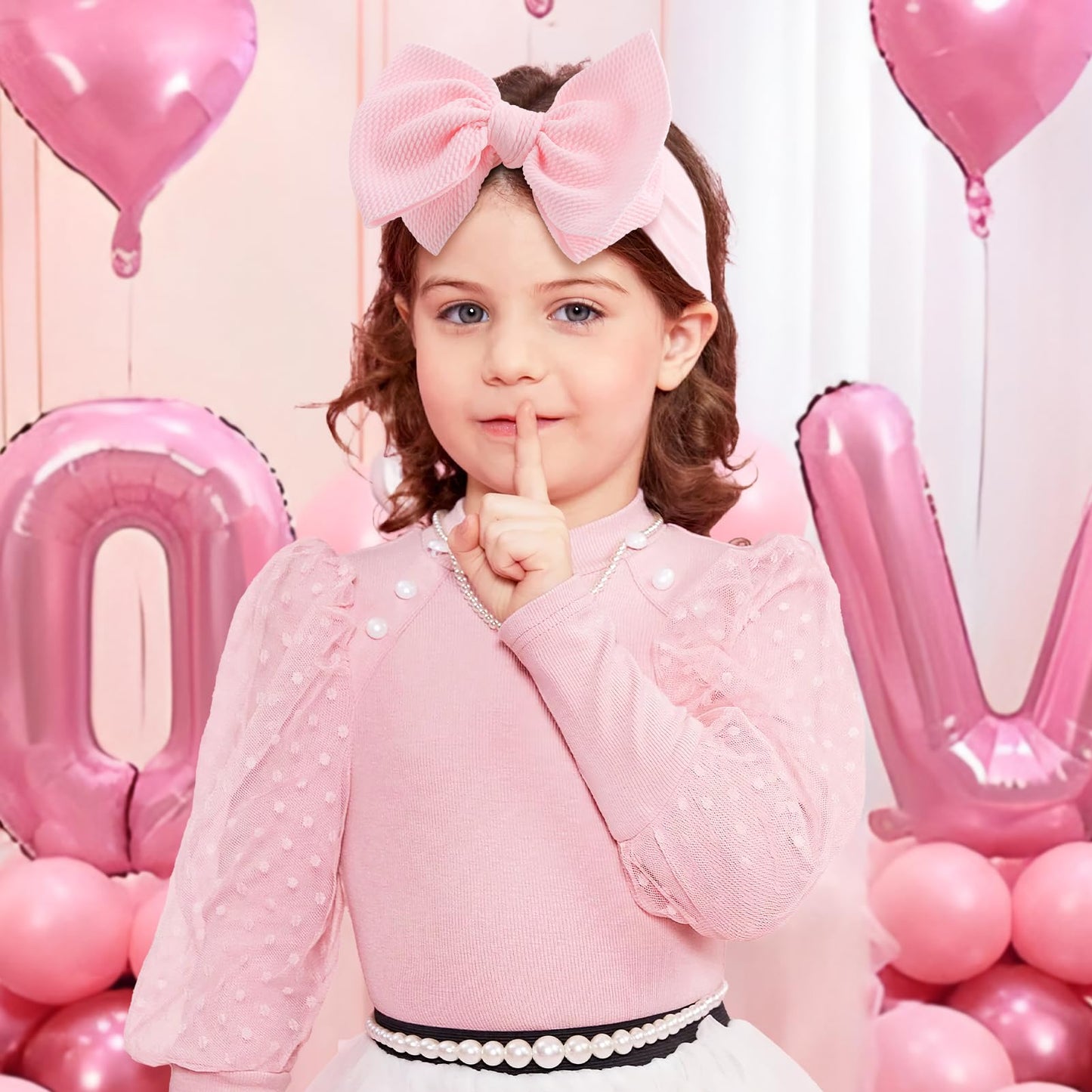 Valentine Headband For Girls Waffle Tied Bow Hairband Baby Heart Headband Organizer Pink Hair Bow Valentines Day Accessories Gif