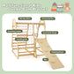 Infans 7 In 1 Kids Indoor Playground, Wooden Montessori Climber Playset With Tent Slide Climbing Rock Climbing Net, Playground J