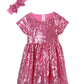 Cilucu Flower Girl Dress Baby Toddlers Sequin Dress Kids Party Dress Bridesmaid Wedding Gown Birthday Dress Dust Pink 7T-8T