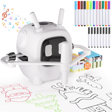 Drawing Robot for Kids with 192 Cards, Smart Robot Drawing Machine Toys for 3+ Year Old Boys and Girls, Interactive Painting Lea
