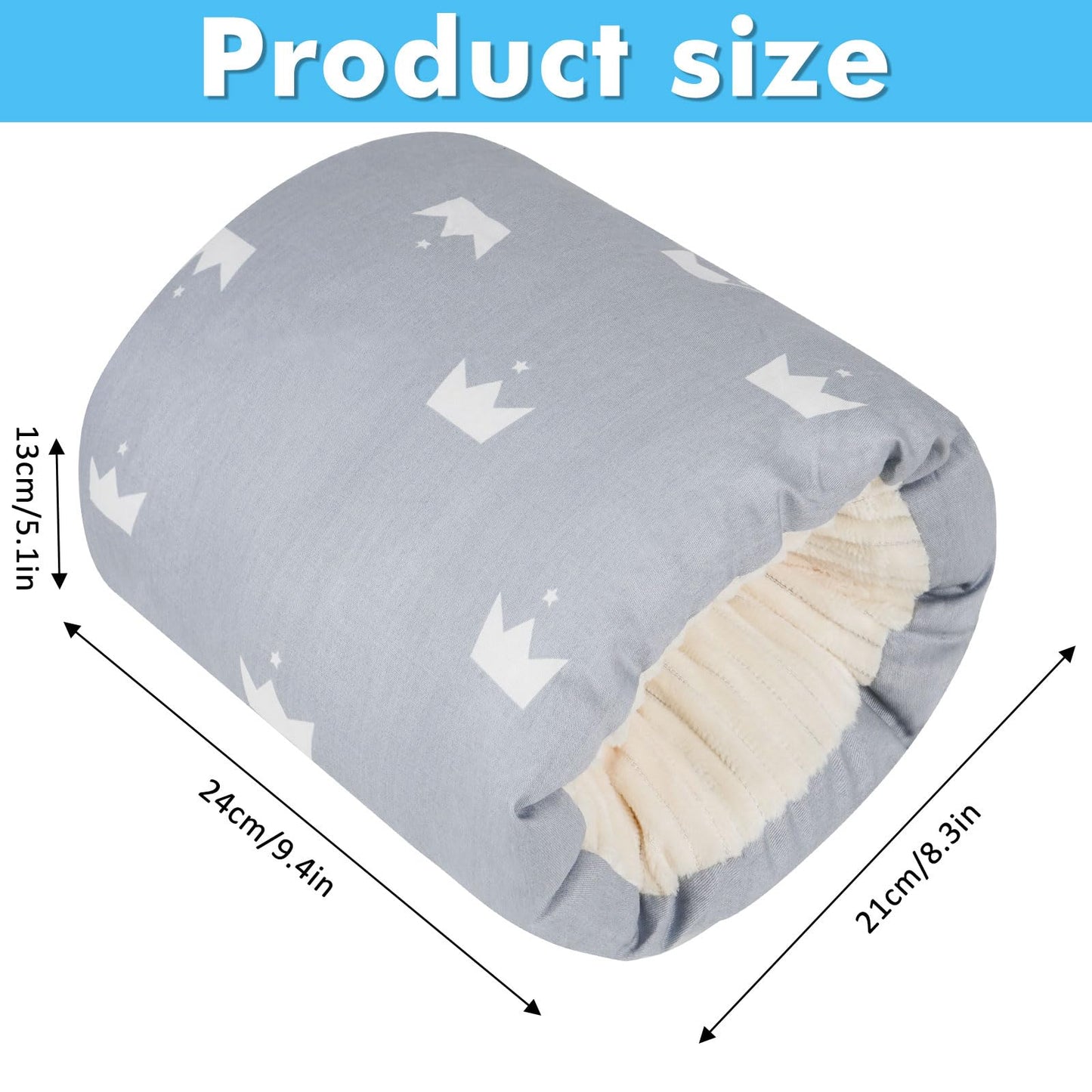 Povkufii Baby Nursing Arm Breastfeeding Pillow Adjustable Nursing Pillow Soft Nursing Arm Pillow Baby Feeding Pillow(Grey Crown)